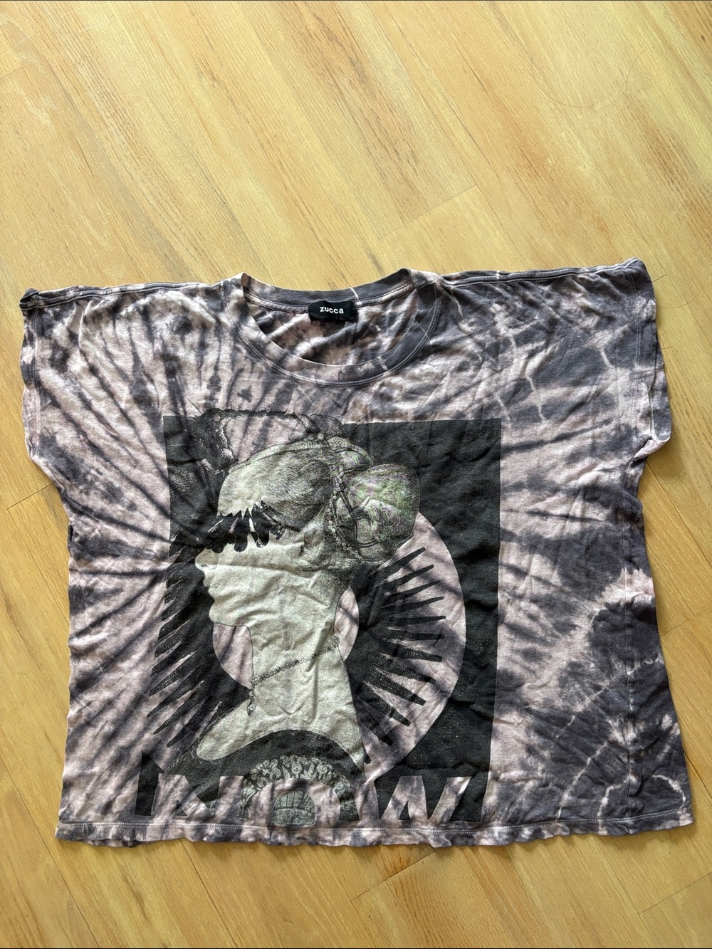 Women's Gray Tie-Dye Graphic Short Sleeve Tee
